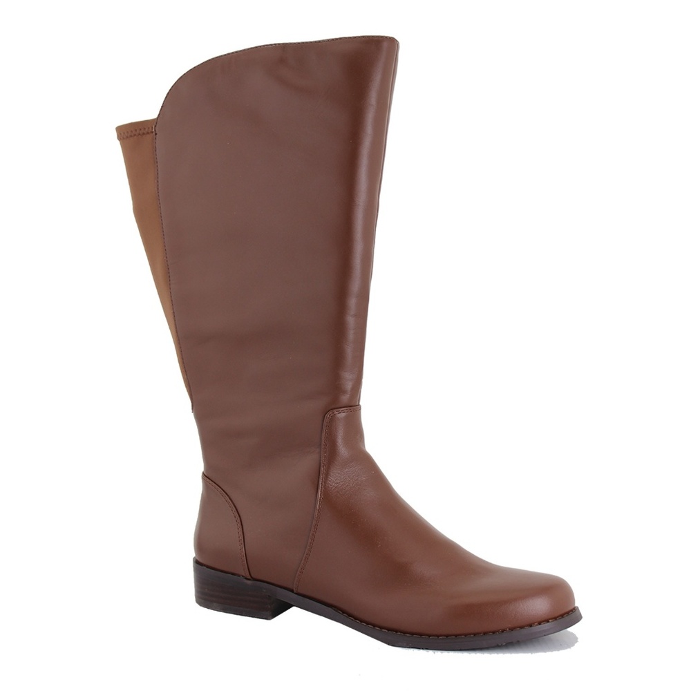 Cognac Leather Wide Calf Riding Boot NWT
